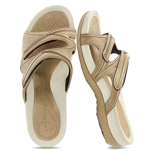 Gold Pigeon Shoes SIGNATURE Comfort Walking Ergonomische Slides Sandalen für Damen, Hellbraun, 5.5-6 Gold Pigeon Shoes SIGNATURE Comfort Walking Ergonomische Slides Sandalen für Damen, Hellbraun, 5.5-6 von Gold Pigeon Shoes