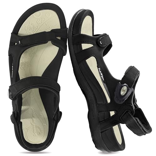 Gold Pigeon Shoes Signature Damen-Wandersandalen mit Schnappverschluss, ergonomisch, mit Schnappverschluss, Black Cream, 7-7.5 Gold Pigeon Shoes Signature Damen-Wandersandalen mit Schnappverschluss, ergonomisch, mit Schnappverschluss, Black Cream, 7-7.5 von Gold Pigeon Shoes
