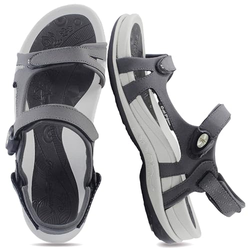 Gold Pigeon Shoes Signature Damen-Wandersandalen mit Schnappverschluss, ergonomisch, mit Schnappverschluss, GRAU, 9-9.5 Gold Pigeon Shoes Signature Damen-Wandersandalen mit Schnappverschluss, ergonomisch, mit Schnappverschluss, GRAU, 9-9.5 von Gold Pigeon Shoes