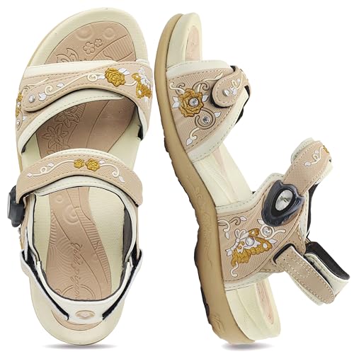 Gold Pigeon Shoes Signature Damen-Wandersandalen mit Schnappverschluss, ergonomisch, mit Schnappverschluss, Hellbraune Blume, 7-7.5 Gold Pigeon Shoes Signature Damen-Wandersandalen mit Schnappverschluss, ergonomisch, mit Schnappverschluss, Hellbraune Blume, 7-7.5 von Gold Pigeon Shoes