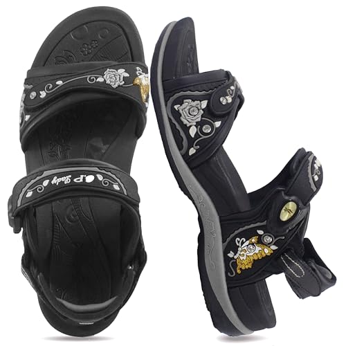 Gold Pigeon Shoes Signature Damen-Wandersandalen mit Schnappverschluss, ergonomisch, mit Schnappverschluss, Schwarze Blume, 8-8.5 Gold Pigeon Shoes Signature Damen-Wandersandalen mit Schnappverschluss, ergonomisch, mit Schnappverschluss, Schwarze Blume, 8-8.5 von Gold Pigeon Shoes