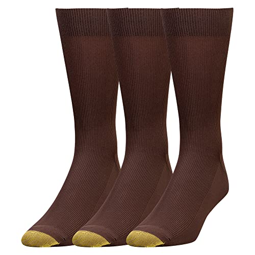 GOLDTOE Herren Metropolitan Crew Dress Socken, 3 Paar, Braun, X-Large von Gold Toe