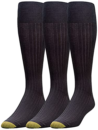 GOLDTOE Canterbury Herren Over-The-Calf Dress Socken 3 Paar, Schwarz, X-Large von Gold Toe