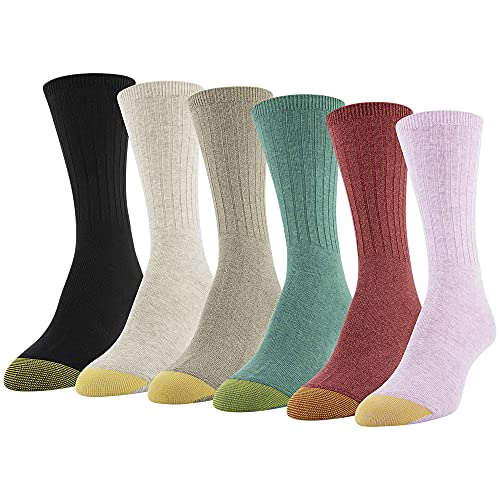 Gold Toe Damen Casual Ribbed Crew Socks, Multiple Pairs Socken, Pink Pearl sortiert (6 Paar), M EU von Gold Toe