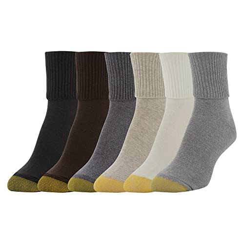 Gold Toe Damen Classic Turn Cuff, Multipairs Lässige Socke, Braun-Grau-Mix (6 Paar), 38 (6er Pack) von Gold Toe