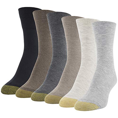 GOLDTOE Damen Ultra Soft Mid Crew, 6-Pairs Socken, Hellgrau, Sortiert, Medium (6er Pack) von Gold Toe