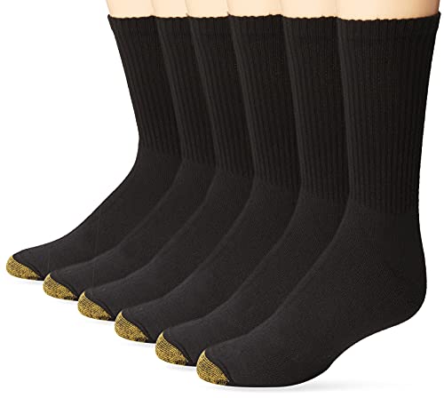 Gold Toe Herren Athletic Crew, 6 Paar Socken, Schwarz, Large (6er Pack) von Gold Toe