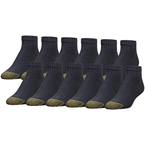 Gold Toe Herren 656p Baumwolle Knöchelsocken Athletic Multipairs Lässige Socken, Schwarz (12 Paar), Large (12er Pack) von Gold Toe