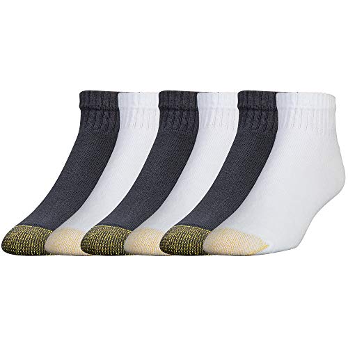 Gold Toe Herren 656p Cotton Quarter Athletic, mehrere Socken, Schwarz und Weiß (6 Paar), X-Large (6er Pack) von Gold Toe