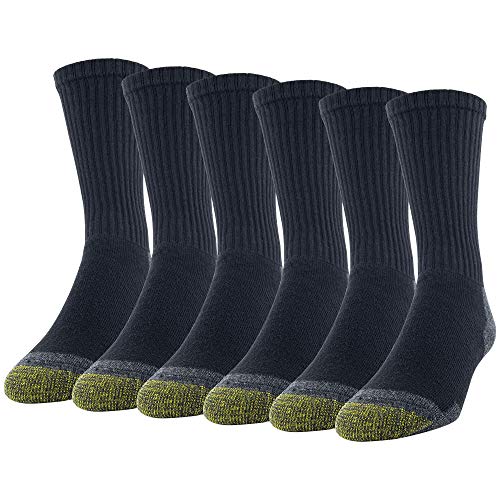 Gold Toe Herren Work Cotton Crew Socks, 6 Pairs Socken, Schwarz/Grau (6 Paar), L EU von Gold Toe