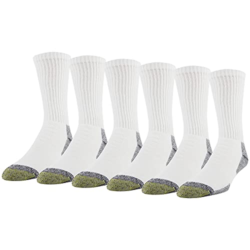 Gold Toe Herren 656s Cotton Crew Sportsocken, Multipairs Socken, Weiß/Grau Arbeit (6 Paar), Large (6er Pack) von Gold Toe