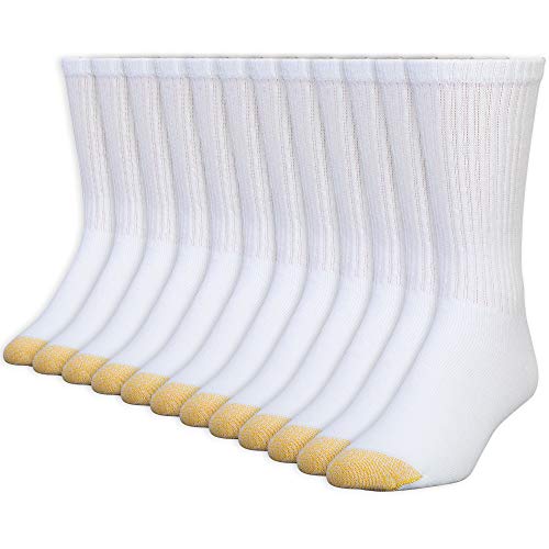 Gold Toe Herren 656s Cotton Crew Athletic, mehrere Socken, Weiß (12 Paar), Large (12er Pack) von Gold Toe