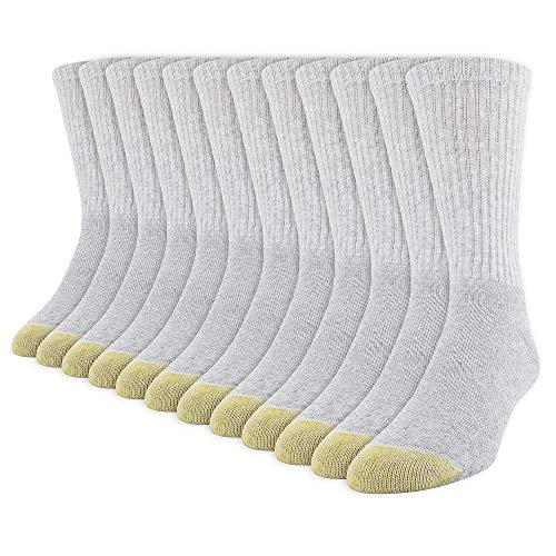 Gold Toe Herren 656s Cotton Crew Athletic, mehrere Paar Socken, Grey Heather (12 Pairs), Large (12er Pack) von Gold Toe