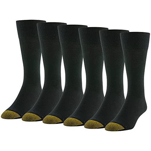 Gold Toe Herren Cambridge Crew 6 Paar Socken, Schwarz, Large (6er Pack) von Gold Toe