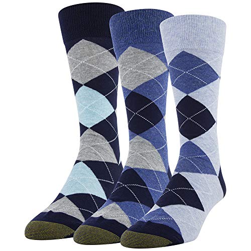 Gold Toe Herren Carlyle Argyle Crew 3 Paar Socken, Engelblau/Königsblau/Tinte, Large (3er Pack) von Gold Toe