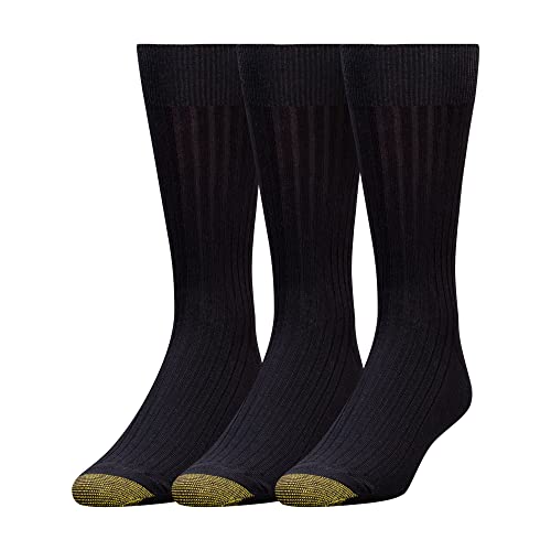 Gold Toe Herren Classic Canterbury Crew Socken, 3 Paar, Schwarz/Schwarz, Large von Gold Toe