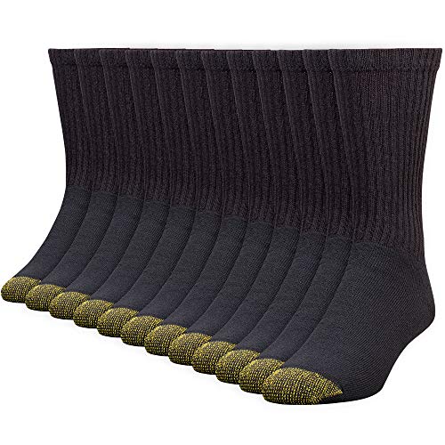 Gold Toe Herren 656s Cotton Crew Athletic, Multipairs Socken, Schwarz (12 Paar), Large (12er Pack) von Gold Toe
