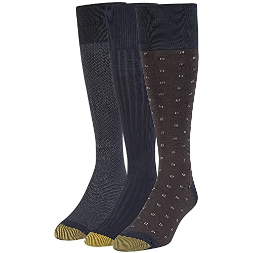 Gold Toe Herren 3 Paar Over-The-Wade Dress Klassische Socken, Marineblau, Large (3er Pack) von Gold Toe