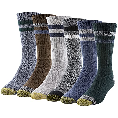 GOLDTOE Herren Harrington Crew, mehrere Socken, Seesack Sortiert (6 Paar), Large (6er Pack) von Gold Toe