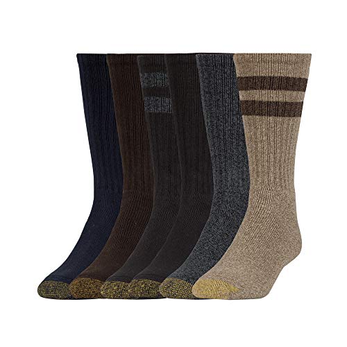 Gold Toe Herren Harrington Crew Socks, Multipairs Lssige Socken, Braun/Grau/Blau (6 Paar), L EU von Gold Toe