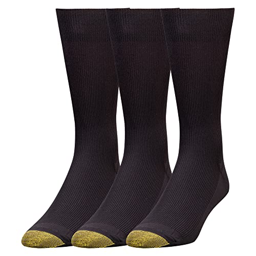 GOLDTOE Herren Metropolitan Crew Dress Socken, 3 Paar, Schwarz, X-Large von Gold Toe