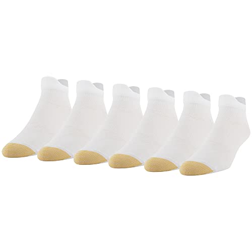 Gold Toe Herren Nylon Lite Double Tab No Show, 6 Paar Socken, Weiß, Large (6er Pack) von Gold Toe