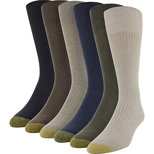 Gold Toe Herren Stanton Crew Socks, 6 Pairs Klassische Socken, Khaki/Loden (6 Paar), L EU von Gold Toe