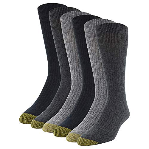 Gold Toe Herren Stanton Crew Socks, Multipairs Klassische Socken, Anthrazit/Grau (6 Paar), L EU von Gold Toe