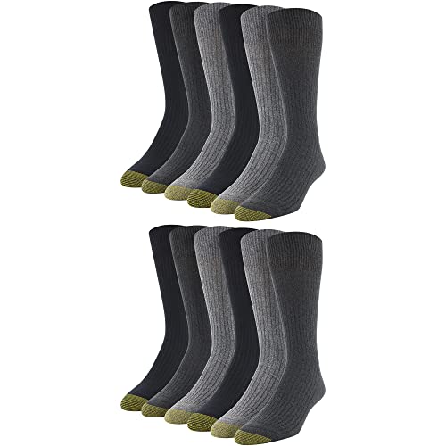 Gold Toe Herren Stanton Crew Socks, Multipairs Socken, Charcoal/Grey Marl/Black (12-pairs), L EU von Gold Toe