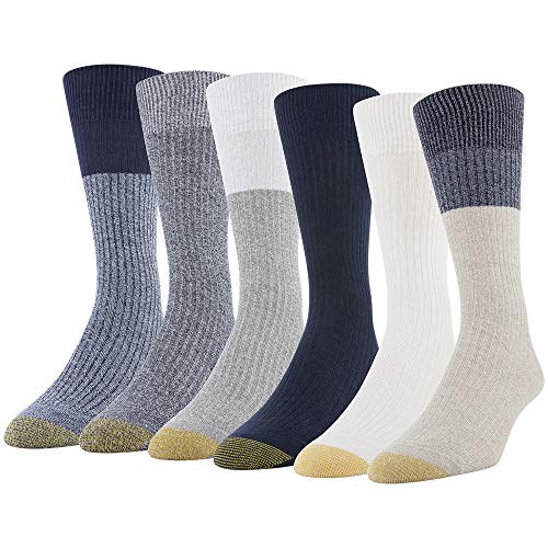 Gold Toe Herren Stanton Crew Socks, Multipairs Socken, Oatmeal/White/Midnight/Grey/Navy Marl/Denim (6 Paar), L EU von Gold Toe