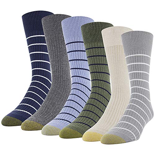 Gold Toe Herren Stanton Crew Socken, Multipairs Kleidersocken, Hellgrau, Sortiert (6 Paar), L (6er Pack) von Gold Toe