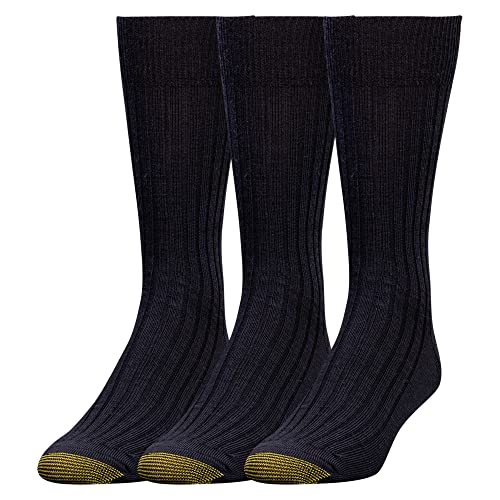 Gold Toe Windsor Wool Dress Crew Socken für Herren, 3 Paar, schwarz, Einheitsgröße von Gold Toe