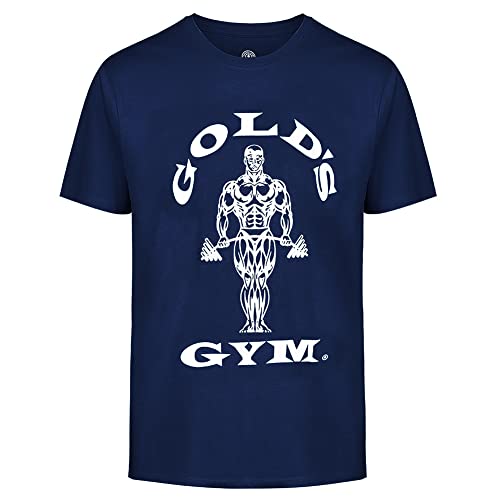 Gold's Gym Herren Ggtop009 Langarmshirt mit Kapuze Gym T-Shirt, Marineblau/weiß, XL von Gold's Gym