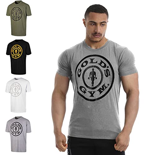 Gold's Gym Herren Ggts149 Gym T-Shirt, Hellgrau meliert/Schwarz, M von Gold's Gym