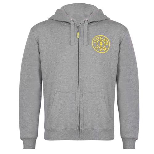 Gold's Gym Herren Men's Zip Through Sweater Hoody Printed Hooded Sweatshirt Hoodie Kapuzenpullover, grau, S von Gold's Gym