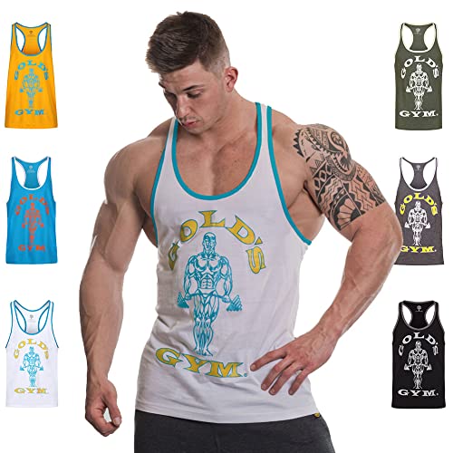 Gold's Gym Herren Muscle Joe Contrast Vest Stringer Weste, Weiß/türkis, S von Gold's Gym