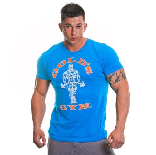 Gold's Gym Herren Ggtop009 Langarmshirt mit Kapuze Gym T-Shirt, Türkis/Orange, S von Gold's Gym