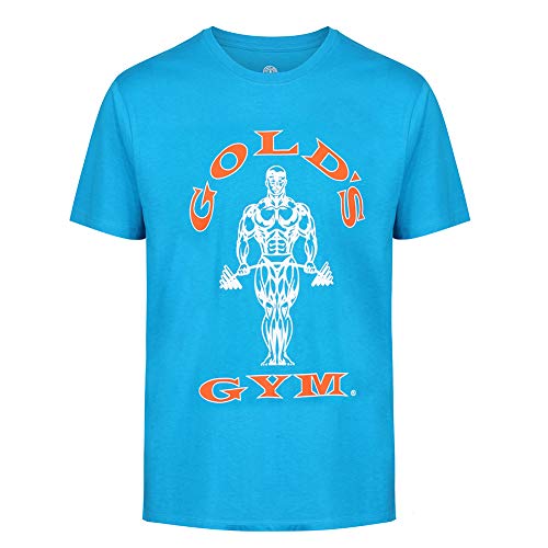 Gold's Gym Herren Ggtop009 Langarmshirt mit Kapuze Gym T-Shirt, Türkis/Orange, XL von Gold's Gym