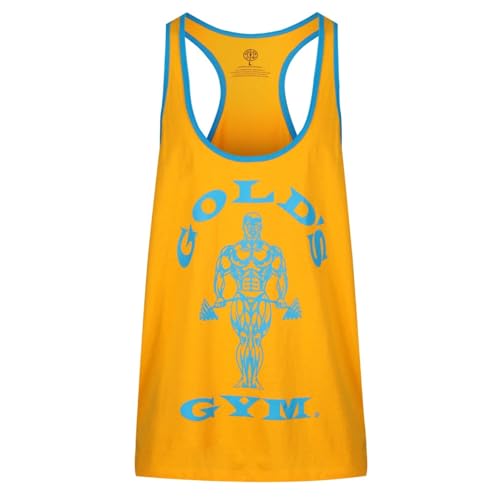 Gold's Gym UK GGVST004 Herren Trainings-Tanktop Muscle Joe Kontrast Stringer Weste, Gold/Türkis, XL von Gold's Gym