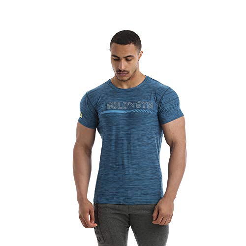 Golds Gym GGTS081 Mens Performance T-Shirt Tonal Graphic - Blue Marl - Medium von Gold's Gym