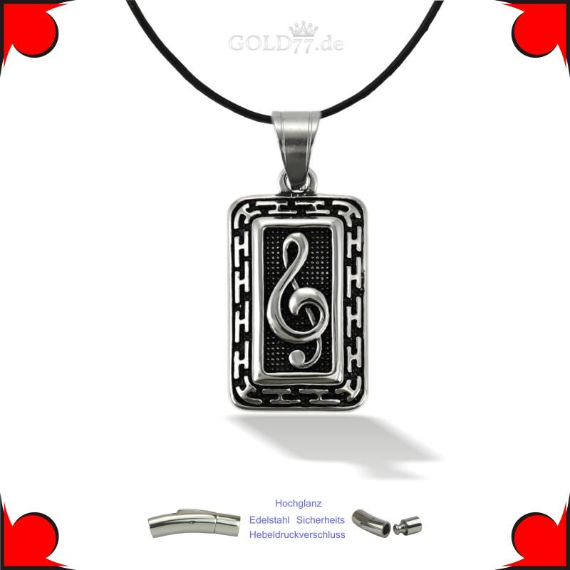 Edelstahl Anhänger Musik Notenschlüssel Glücksbringer Amulett Massiv Hochwertig von Gold77de