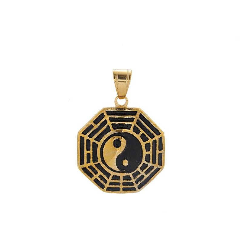 Schmuckanhänger Kettenanhänger Yin Yang Symbol Aus Edelstahl Vergoldet von Gold77de