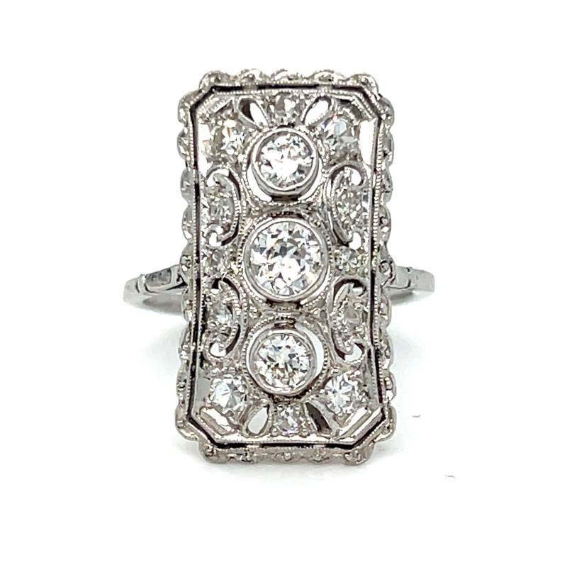 Vintage Open Work Platin Diamant Cluster Verlobungsring - 1.23Ct von GoldAdore