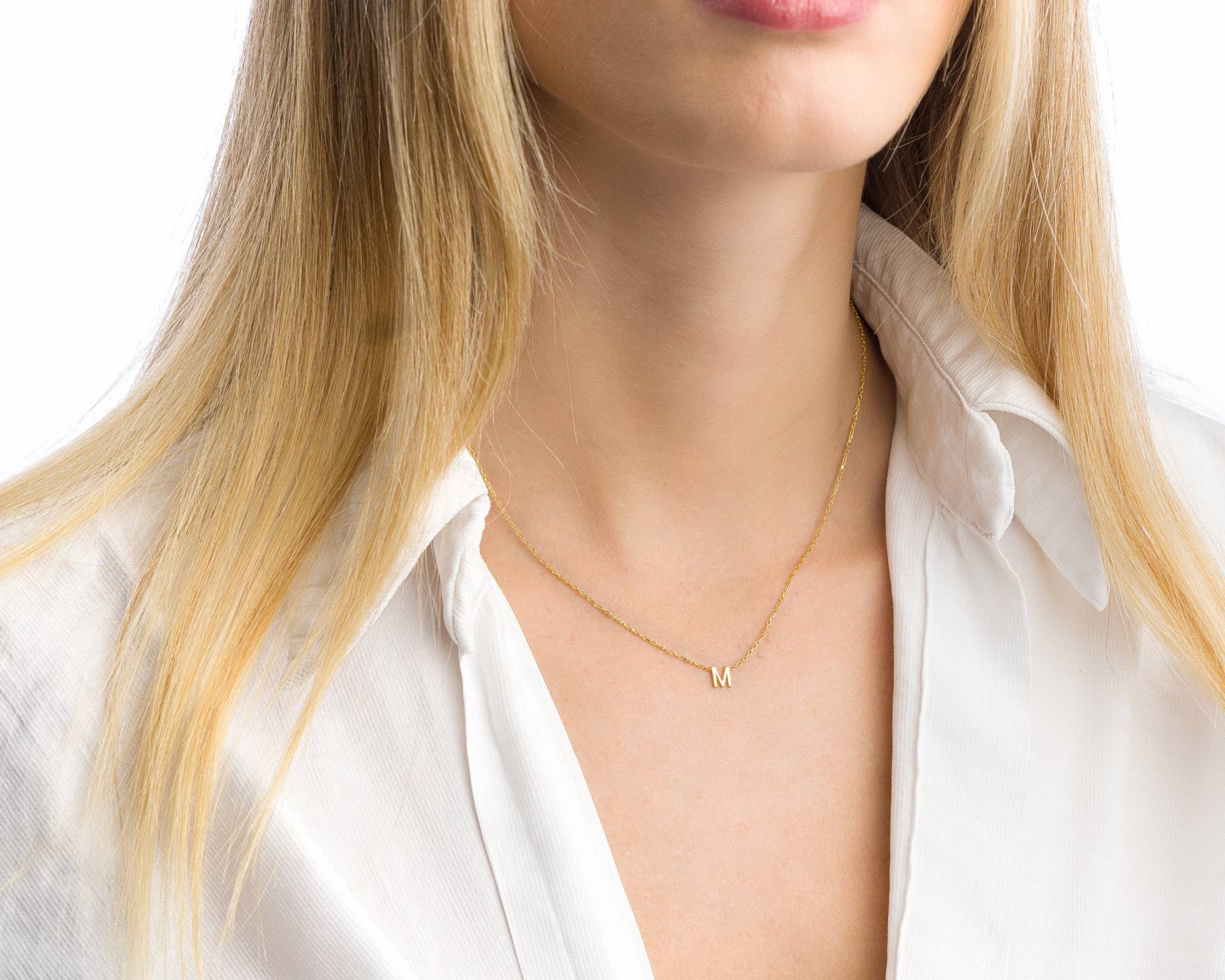 Gold Initial Halskette Sterling Silber Buchstabe Anhänger von GoldAndPieces