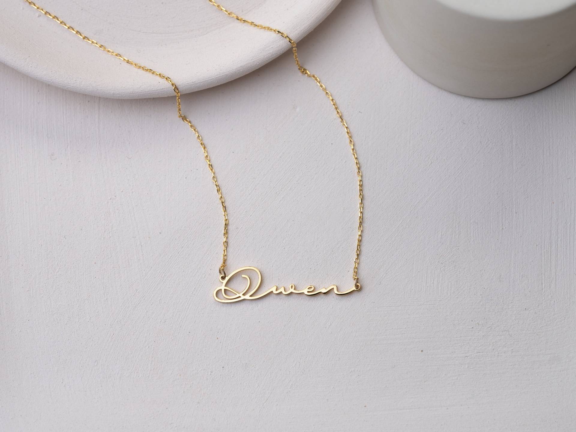 Gold Name Halskette Personalisierter Sterling Silber Typenschild Schmuck von GoldAndPieces