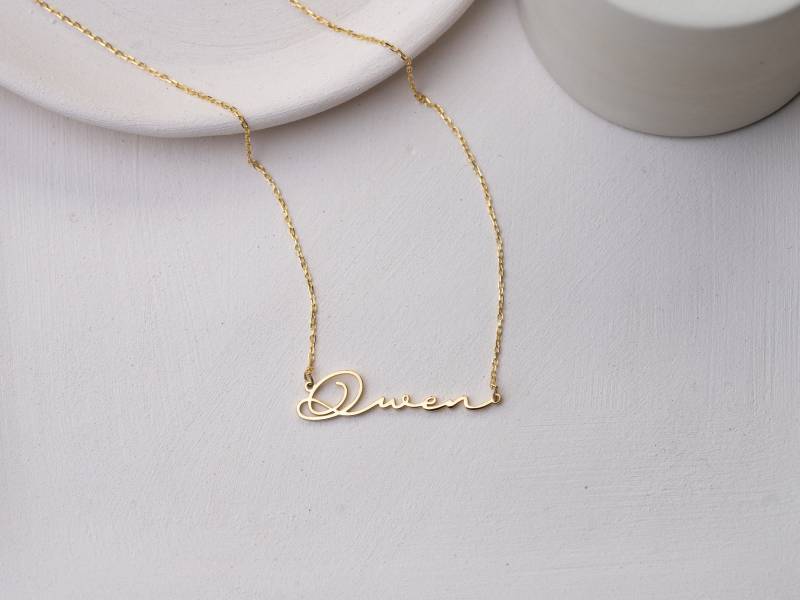 Gold Name Halskette Personalisierter Sterling Silber Typenschild Schmuck von GoldAndPieces