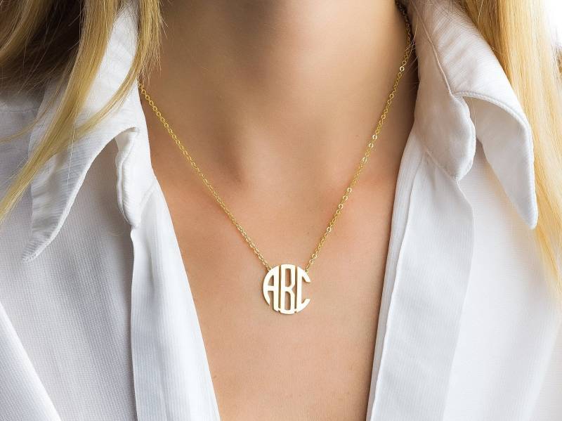 Personalisierte Monogramm Halskette Aus 925 Sterling Silber von GoldAndPieces