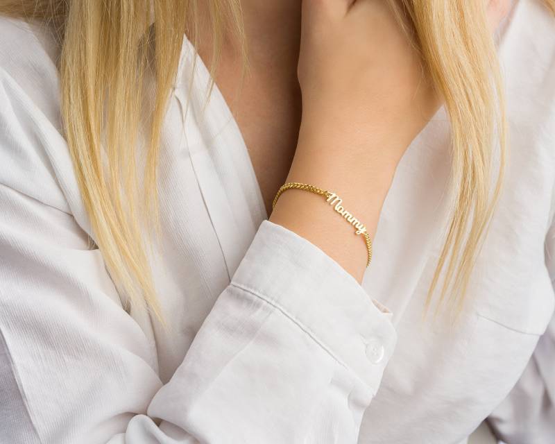 Personalisiertes Namensarmband Zierliches Sterlingsilber, Vergoldet von GoldAndPieces