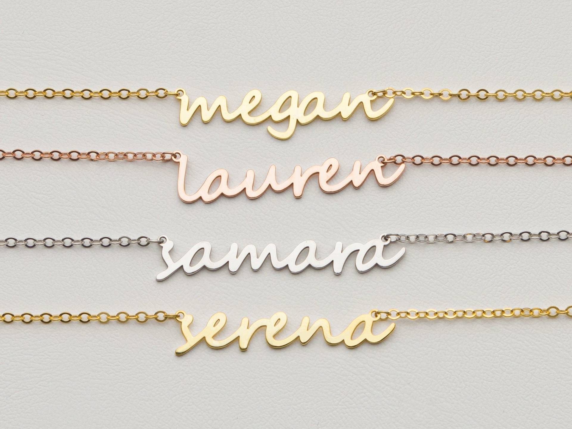 Zierliche Namenskette, Personalisierte Geschenke, Namenskette Für Frauen, Brautjungfer, Geschenk Sie, Silber, Gold, Rose, Muttertagsgeschenke von GoldAndPieces