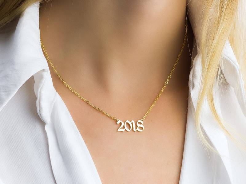 sterling Silber Alte Englisch Geburtsjahr Halskette - Individuelles Datum von GoldAndPieces